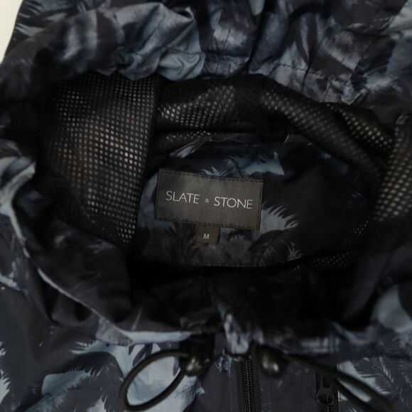 Slate & Stone Windbreaker Tropical PrJacket Men's size Medium Black Full Zip - Picture 2 of 12